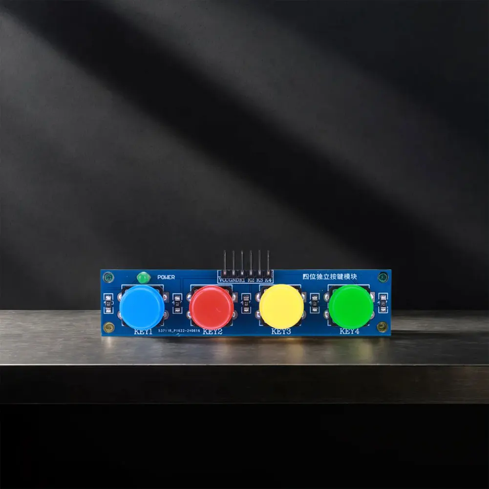 모자 및 LED 표시기가 있는 4개의 독립 버튼 키보드 모듈 키패드 모듈 Arduino 또는 Raspberry Pi용 고레벨 출력