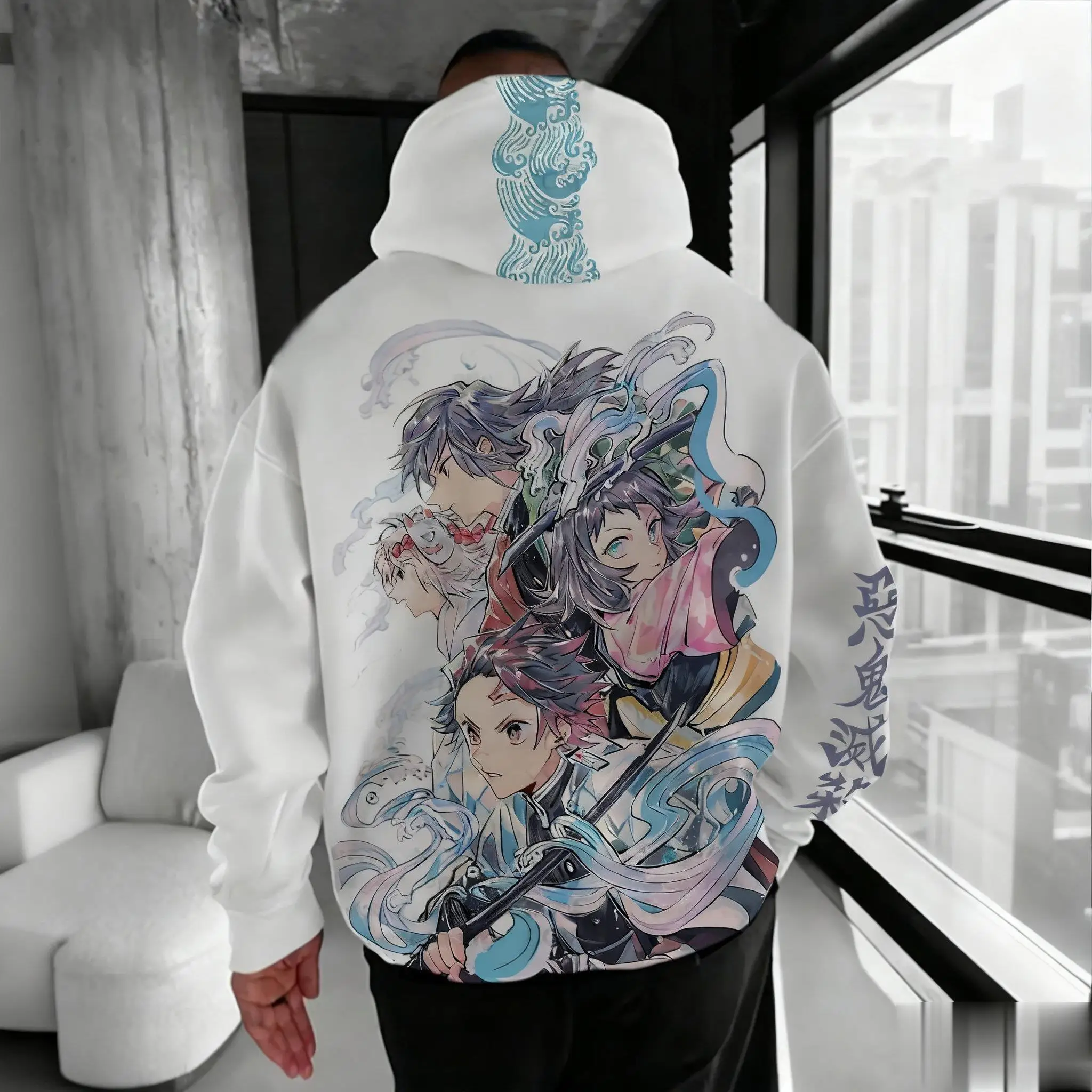 Felpa con cappuccio anime moda autunno streetwear felpa grafica Demon Slayer uomo donna stampa farfalla pullover casual cosplay unisex