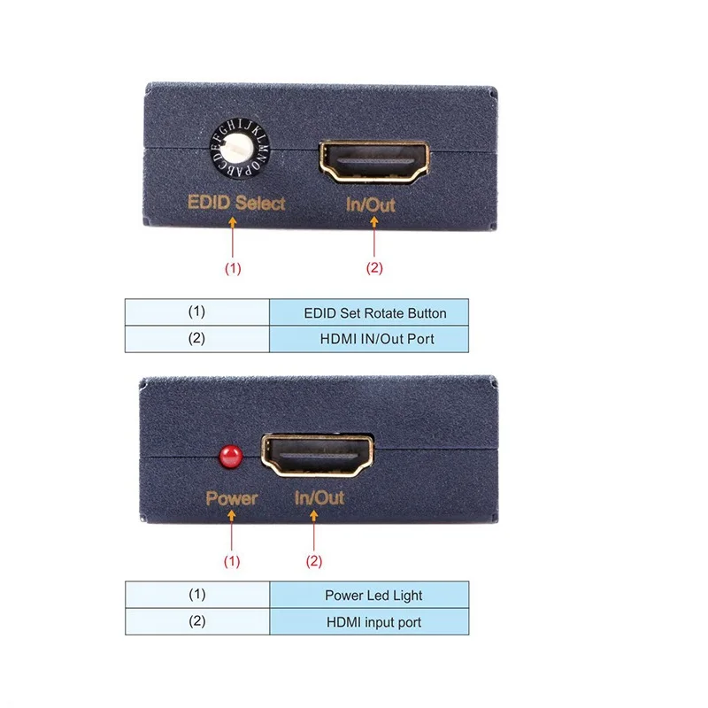 4K HDMI-compatible EDID Emulator DTS LPCM AC3 16 Ways Bi-Directional EDID Feeder Manager Self-Powered for DVD HDTV