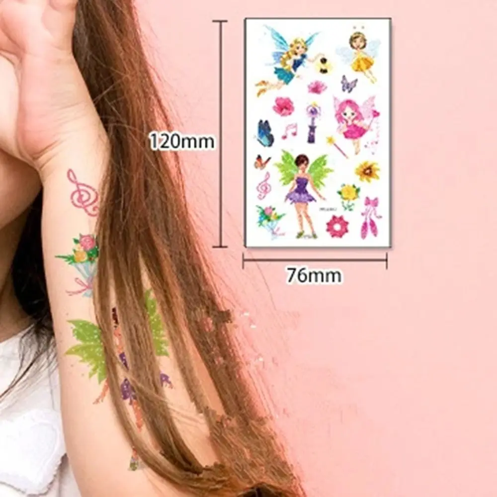 Rainbow Glitter Powder Fairy Tattoos Flowers Butterfly Glitter Temporary Tattoo Stickers Cartoon Castle Temporary Body Stickers