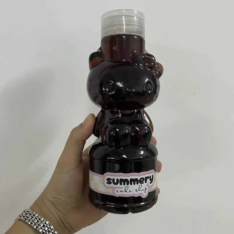 5 قطعة Kawaii مرحبا كيتي زجاجة بلاستيكية كوب 500 مللي زجاجة الكرتون المتاح للسفر الباردة شرب عصير الفاكهة ديكور المطبخ #2