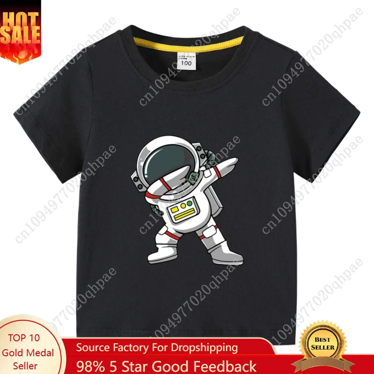 

2025 New Kids Clothing Fashion Spaceman Graphic Short Sleeve T-Shirt 3-10Years Children Boy O-Neck Tops Tee Kids Summer Clothes
