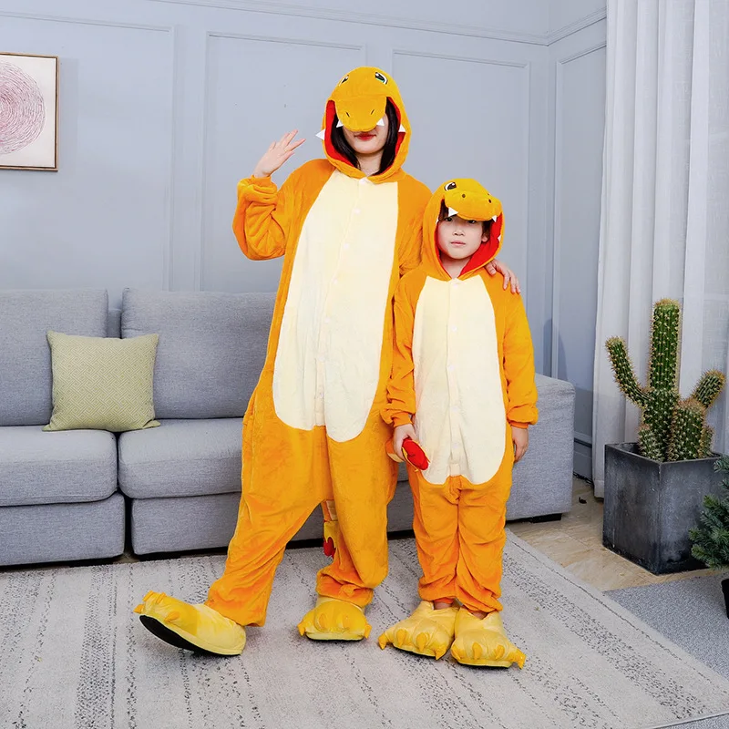 

Пижама плюшевая фланелевая в стиле аниме, Покемон, чармандер, костюм цельный, зимняя мягкая Домашняя одежда с длинными рукавами, повседневный костюм для косплея, подарок