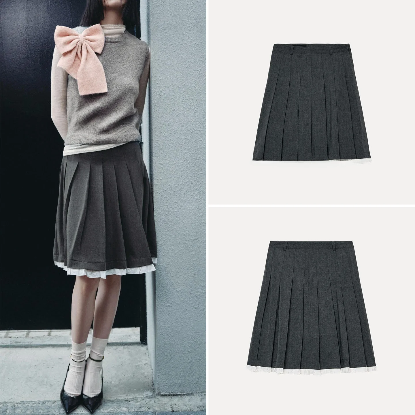 

Женская модная юбка миди Z 2025: Новинка, универсальная, с широкими складками, многослойная, декорированная, с низкой талией