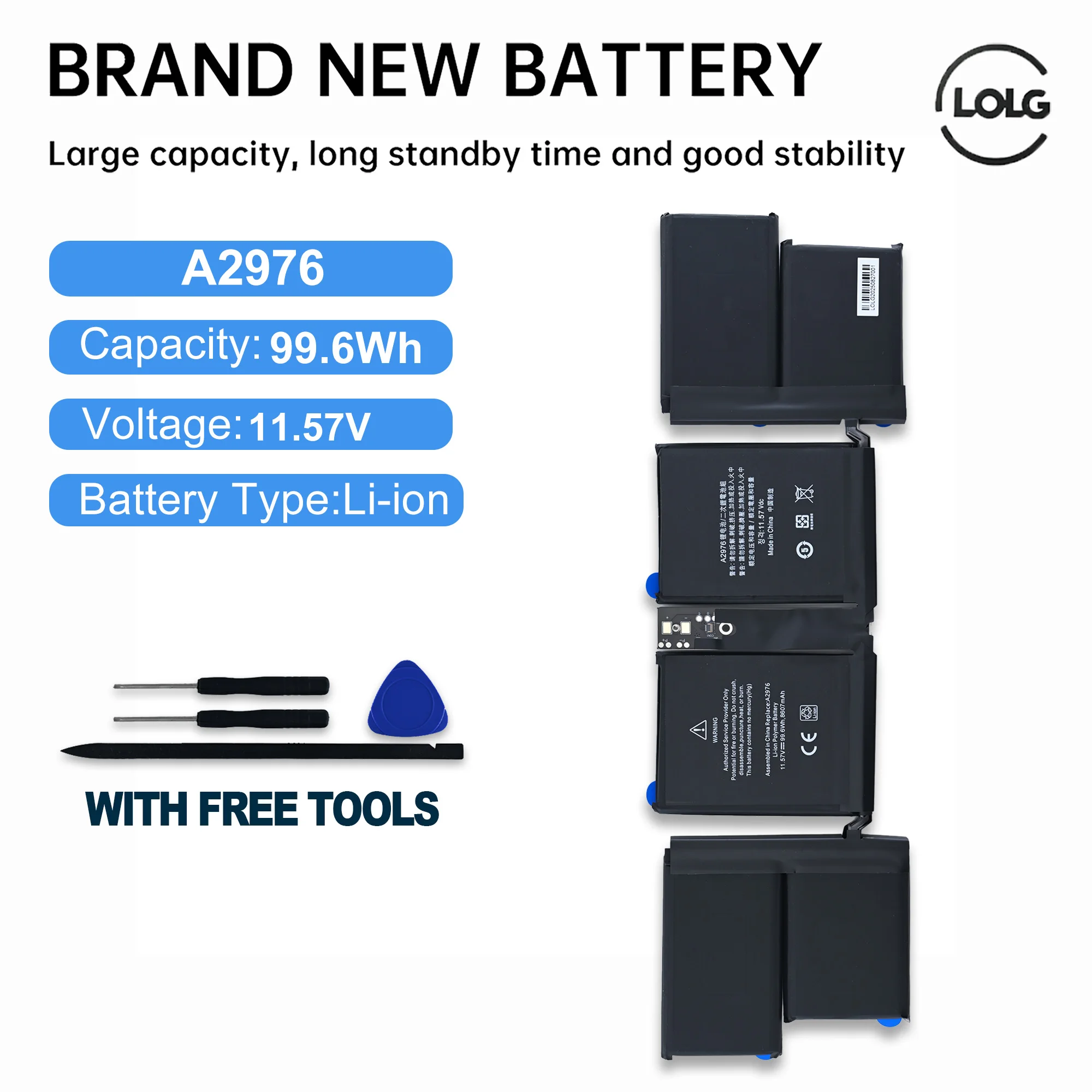 

LOGO New 99.6Wh A2976 Laptop Battery For Apple Macbook Pro 16.3 inch For Apple 2023 Year Macbook Pro 16.3" A2991 Battery