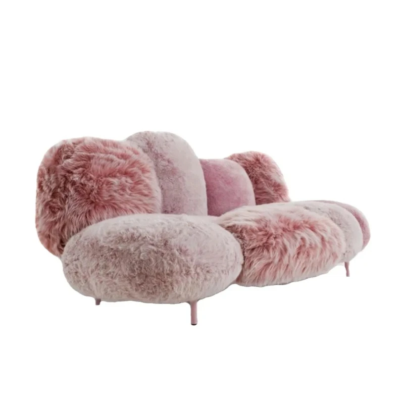 

Lobby Dedicated Premium Woolen Sofa Plush Viral Reception Sofa