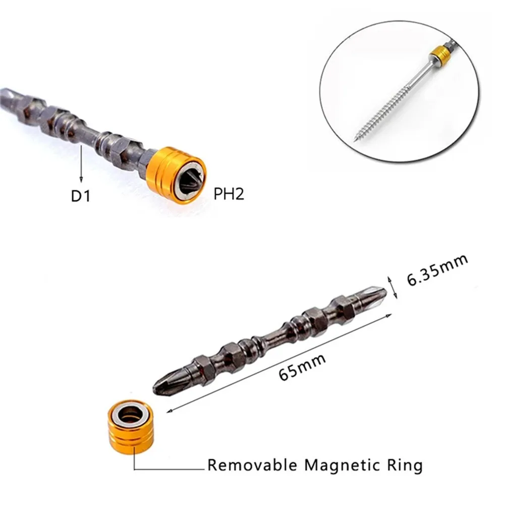 5 шт. магнитная отвертка PH2, легированная сталь, двустороннее крестовое сверло 65 мм для электрической дрели, детали электроинструментов