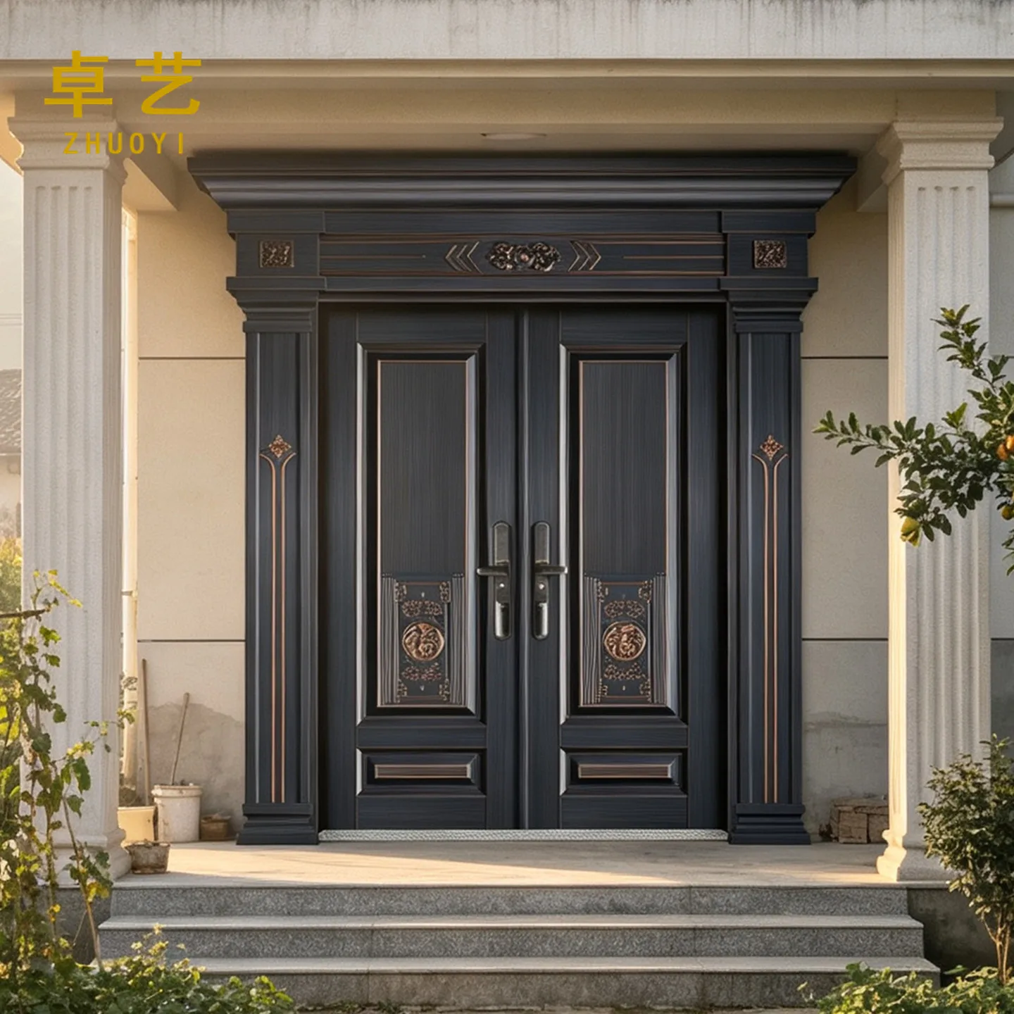 Customized entrance door cast aluminum rural self-built house zinc alloy Chinese anti-theft door