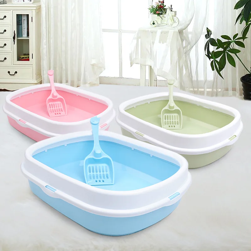 Cat Litter Box Pet Toilet Bedpan Kitten Dog Tray with Scoop 1 Set Excrement Training Sand Boxes Anti-Splash