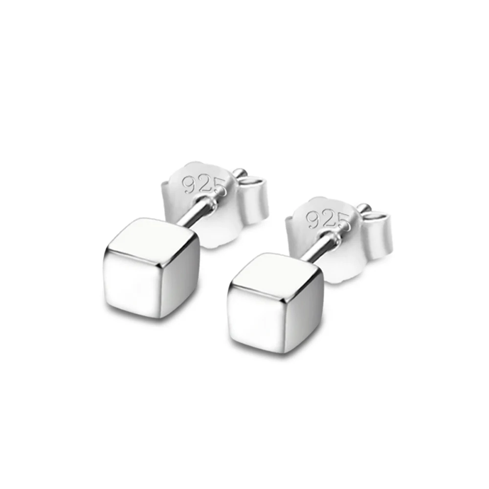 

Compact Cute Fine Jewelry 925 Sterling Silver Simple Square Stud Earrings For Women Korean New Fashion Earrings Girls Party Gift