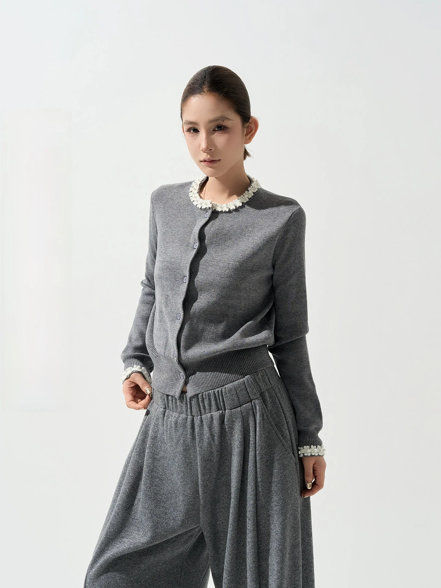 

Женский вязаный кардиган Wutong Long Sve на пуговицах с круглым вырезом, приталенный, осенне-зимний, в корейском стиле