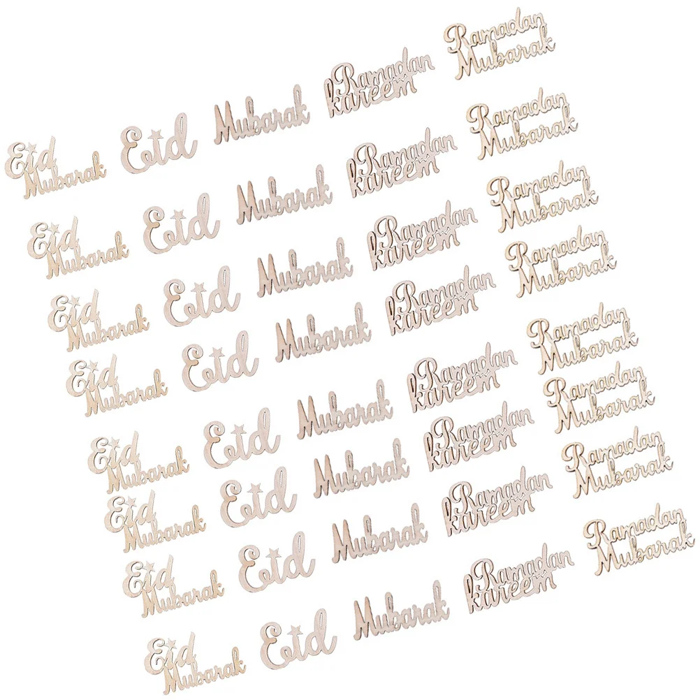 

75Pcs Wooden Eid Mubarak Letter Block Decorative Sign Hanging Pendant Party Decor Creative Wood Letter Home Office Accent