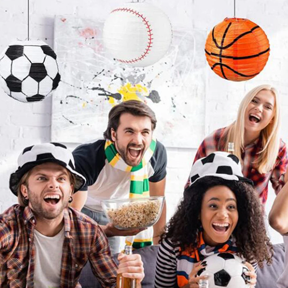 

6pcs Basketball Paper Lanterns Sports Themed Party Decorations Hanging Festival Lanterns DIY Children Educational