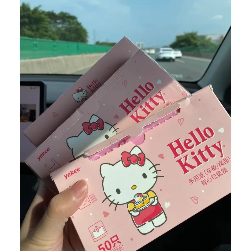 

50pcs Hello Kitty Garbage Bags Color Home Tank Top Disposable Desktop Furniture Car Accessories Cute Women Accessories Wholesale