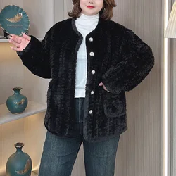 Plus Size Women Faux Fur Coat Winter Wear Warm Fashion Loose Thick Plush OUTERWEAR 2242