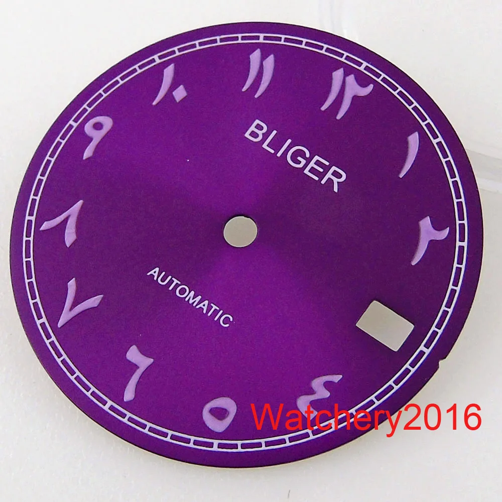 29mm Luminous Watch Dial Face Purple Pink Green Sky Blue Fit NH35A NH36A Automatic Movement Mens Watches