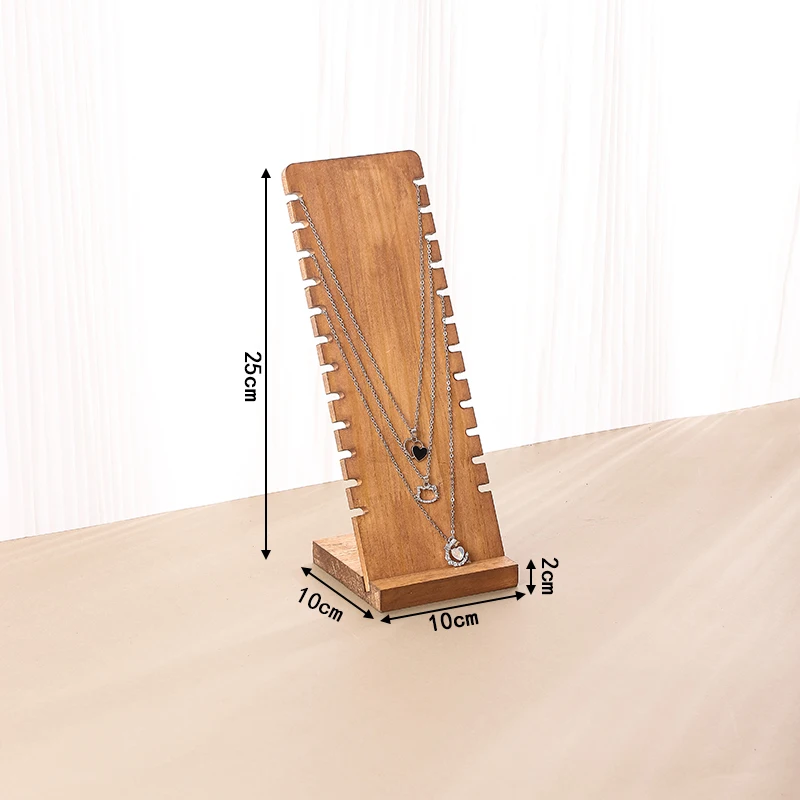 القلائد على شكل حرف L الحامل عرض الجوز اللون الخشب موضة قلادة خشبية إطار عرض المجوهرات الدعائم القلائد رف المجوهرات