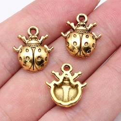 Crafts Keychain Ladybug Charms Jewelry Making Supplies 10pcs Antique Gold Color