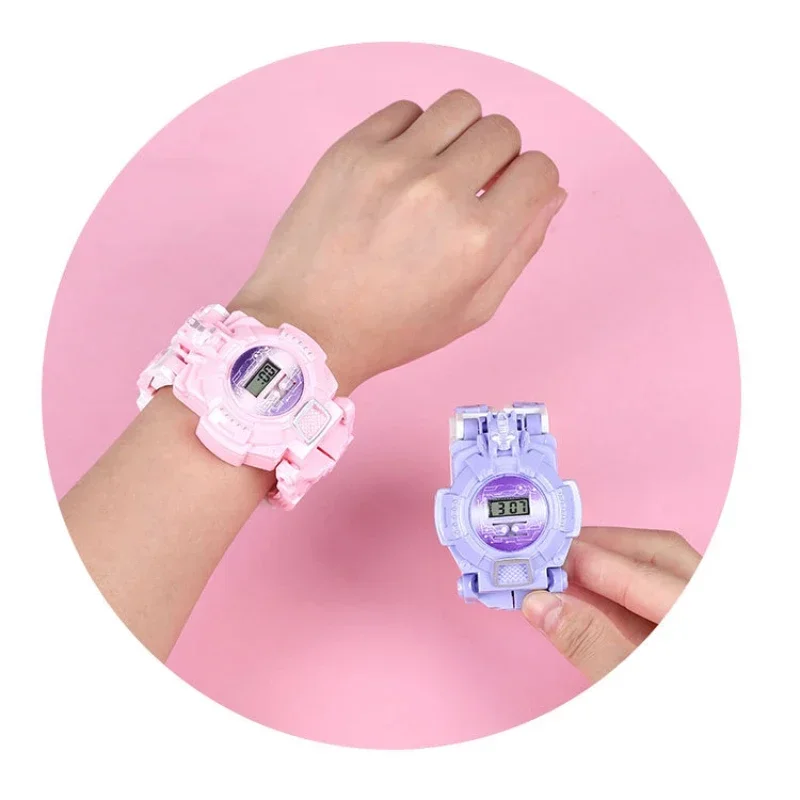 Relojes de mano para niños, juguetes pequeños, deformación, Robot, reloj para niños, niñas, niños