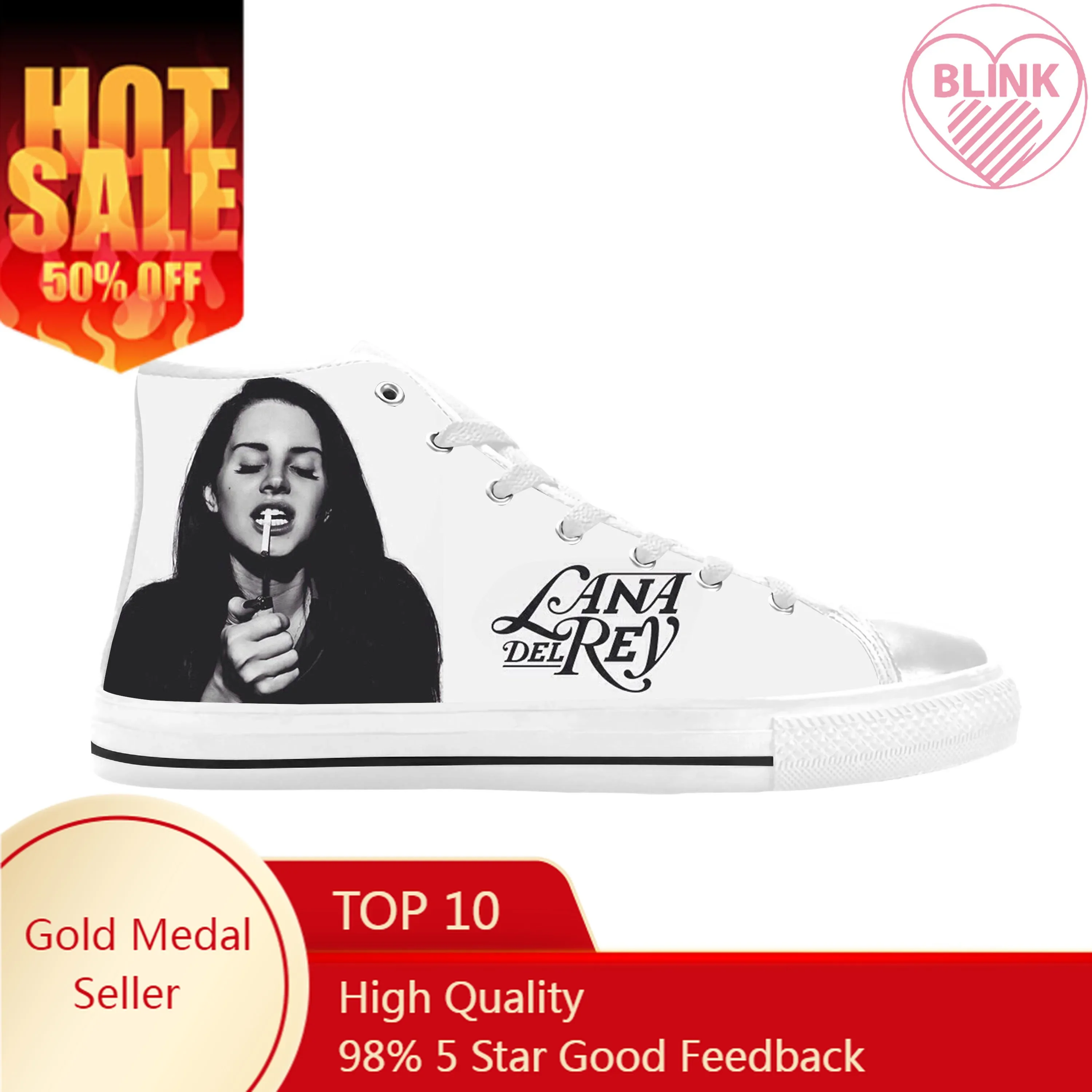 Lana Del Rey Pop Singer Music Born to Die Fashion Casual Cloth Shoes High Top confortevole traspirante 3D Print uomo donna Sneakers