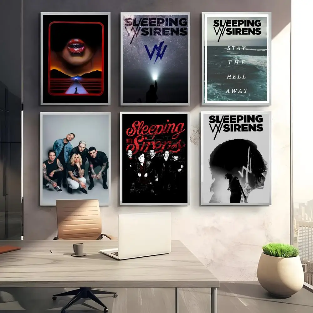 Casual Emo Rock Band S-Sleeping With Sirens Poster Sticky Waterproof Coffee House Bar Room Wall Decor Gift