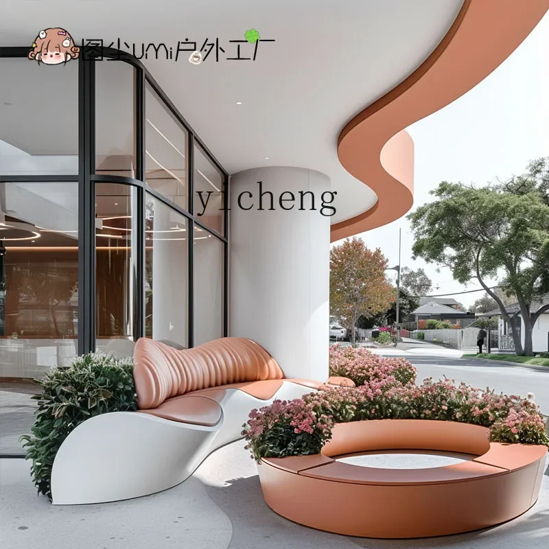 BJ-22  outer pendulum commercial street square rest area flower box seat combination flower bed