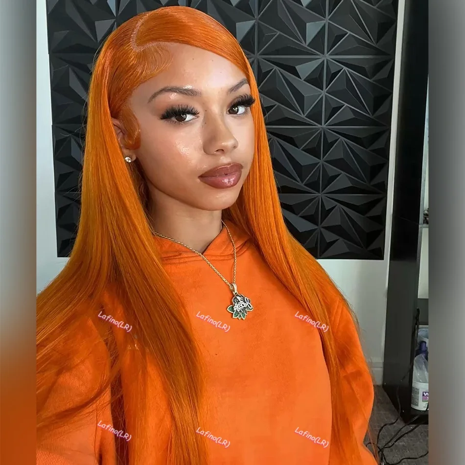 30 Inch Straight Ginger Orange Human Hair Wig Lace Front 13x6 13x4 Hd Frontal Colored Wigs For Women Brazilian Pre Plucked Wigs