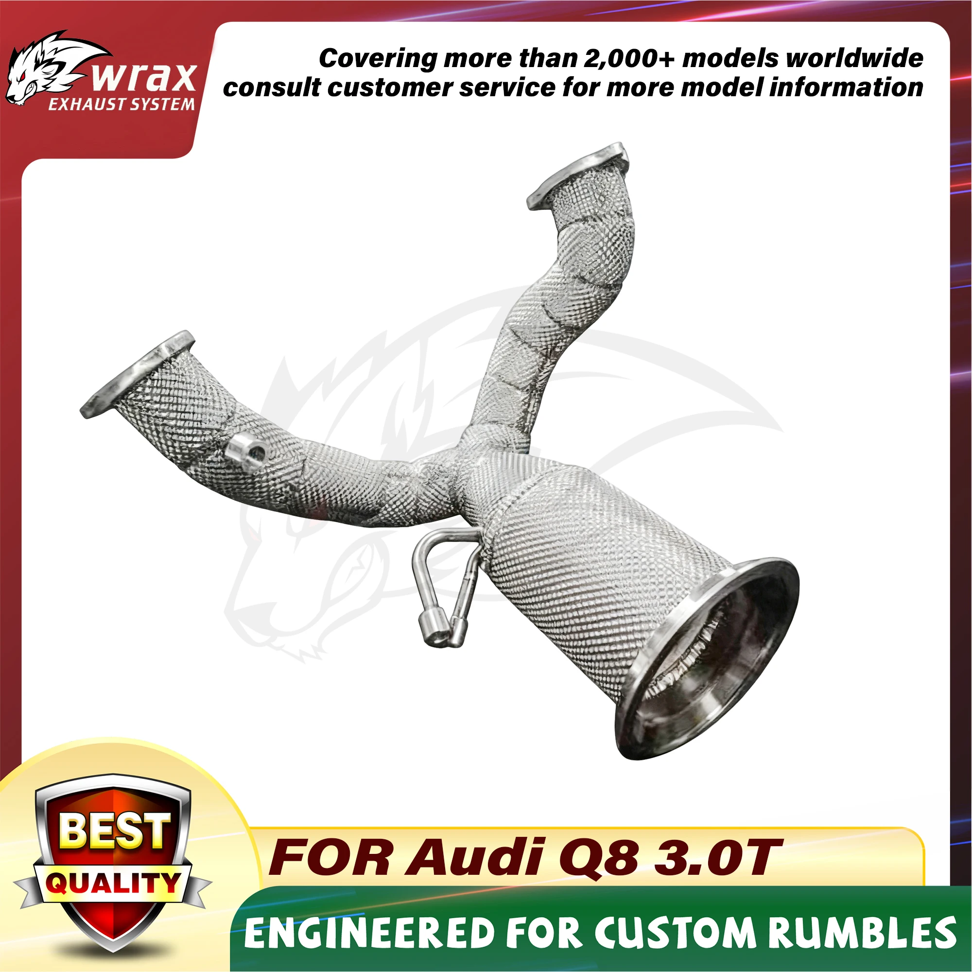 

WRAX High Flow Sports Exhaust for Audi Q8 3.0T Stainless steel Cat Downpipe with Heat Shield Support Customization