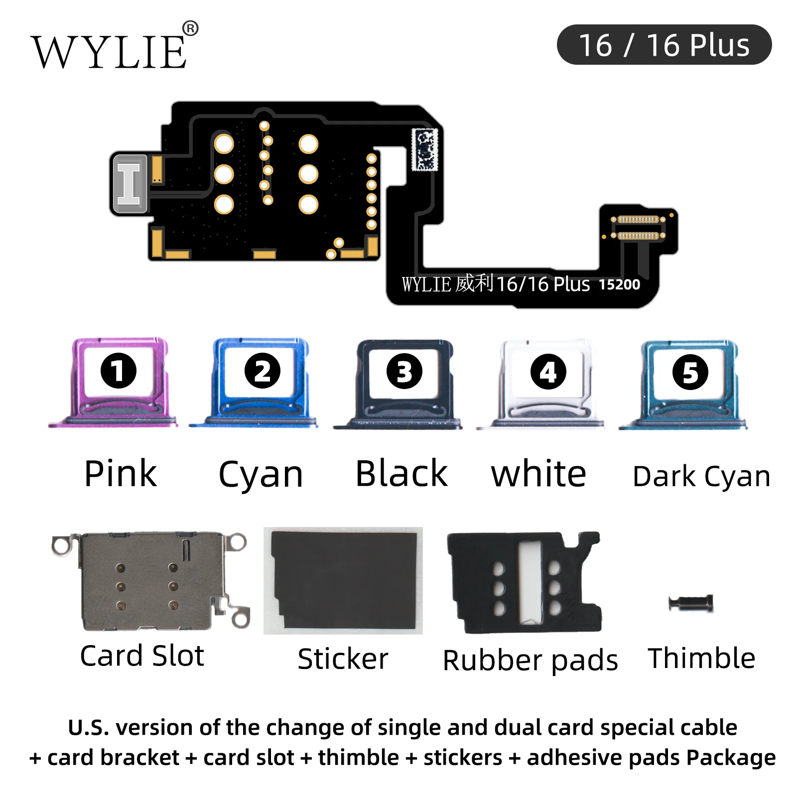 WYLIE Versione USA Cavo scheda SIM singola a doppia per iPhone 16 16Pro Pro Max Plus Esim a doppia SIM Non è necessario separato Nessun danno Flex