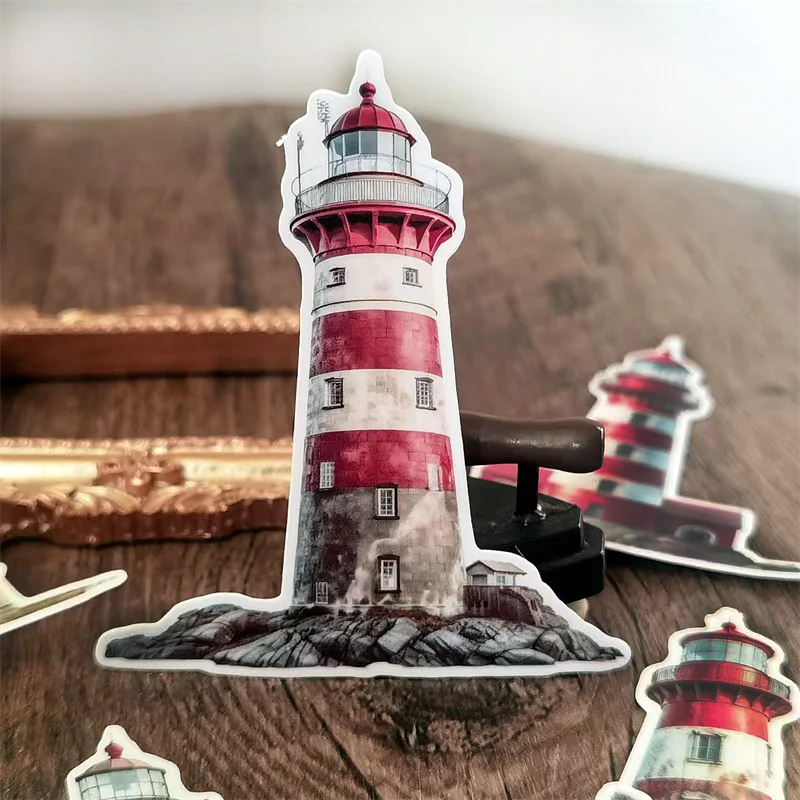 Cute Hand-painted Watercolor Retro Lighthouse Colorful Decoration Sticker Waterproof Graffiti Laptop Motorcycle Stationery