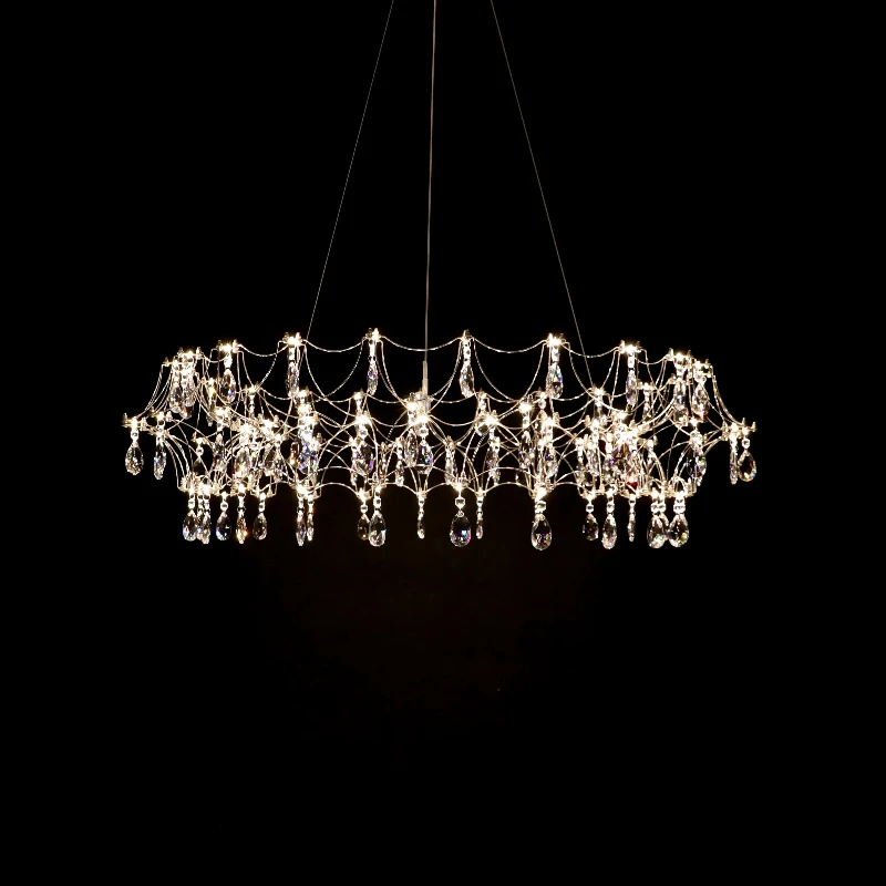 French Luxury Crystal Chandelier Ring Firefly Living Room Dining Room Lamp Egyptian Starry Cube Lighting