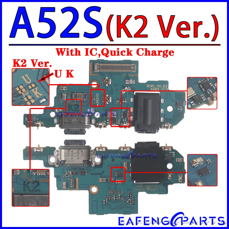 Usb Dock Charger Port for Samsung Galaxy A02S A12 Nacho A22 A32 A42 A52 A52S A72 K1 K2 Version 4G 5G Charging Board Module