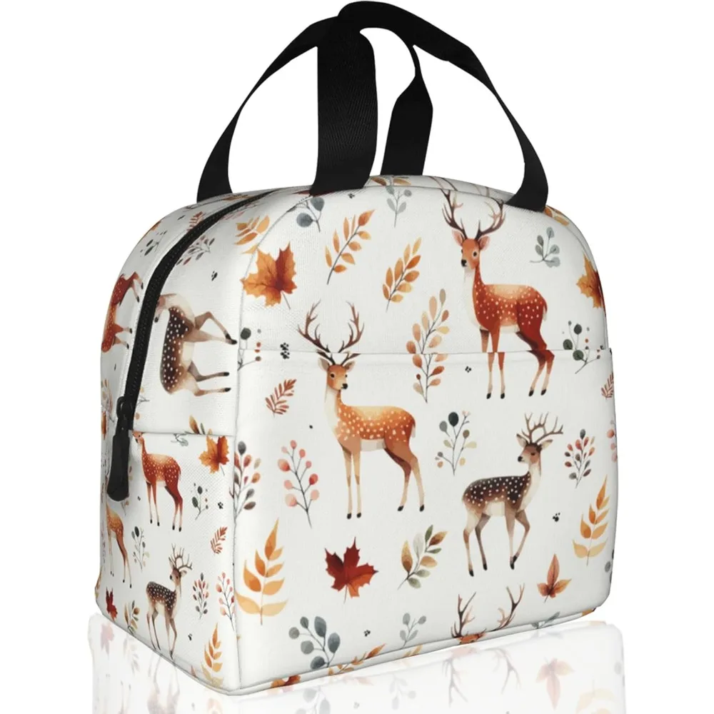 Cute Wild Deer Lunch Box,Insulated Bag for Girls Boys,Reusable Lunch Box for Kids Adults School Student Work Picnic Travel