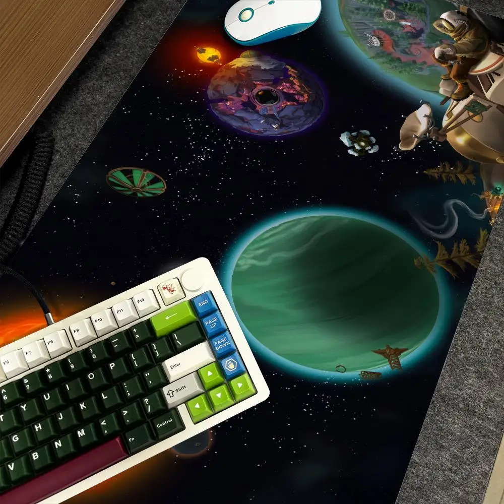 

Игровой коврик для мыши O-Outer Wilds Xxl, компьютер, большой размер, нескользящая геймерская клавиатура, 90x40 см, художественный дизайн, HD настольный коврик