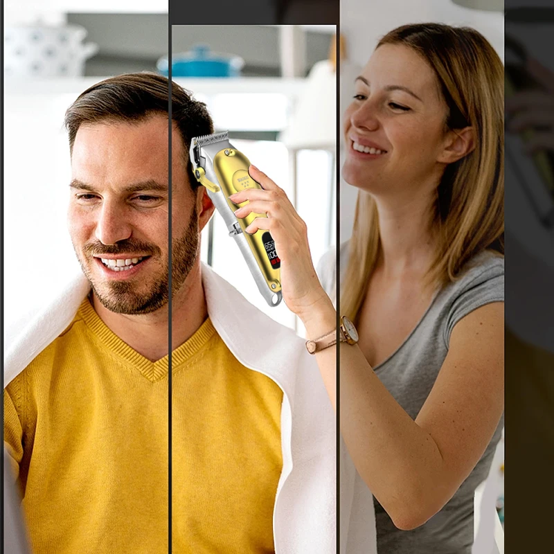 WAIKIL-ماكينة حلاقة الشعر المهنية ، شاشة عرض LCD ، ماكينة قص الشعر الكهربائية اللاسلكية ، جميع المعادن ، عالية الجودة ، الأكثر مبيعًا