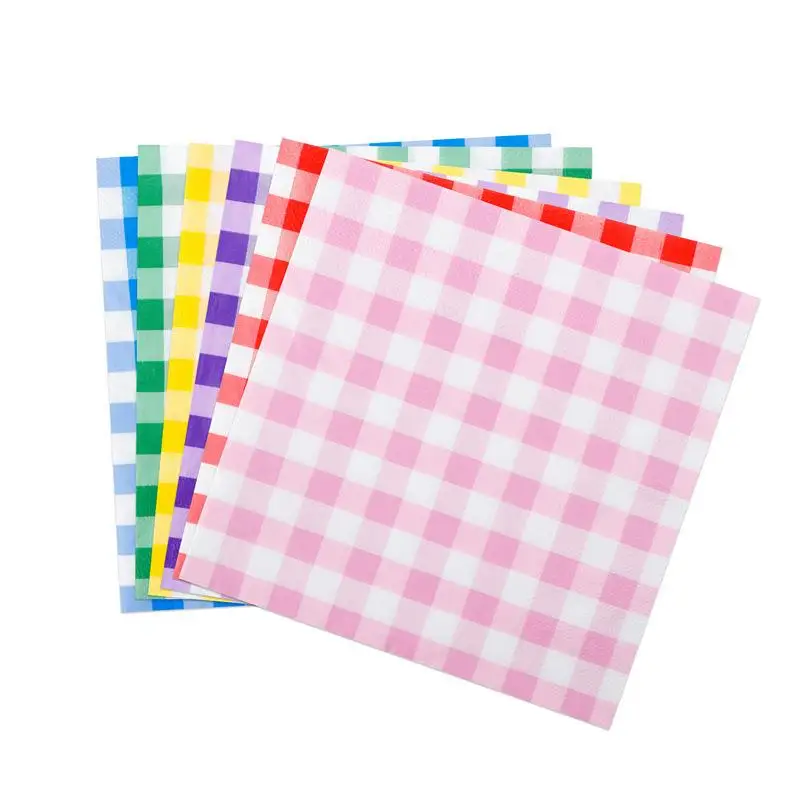 20 Blatt bunte Gingham-Einweg-Papierservietten, weich und saugfähig, für Picknicks, Geburtstage, Hochzeiten, Feiertage und Tischdekorationen – Detail 13