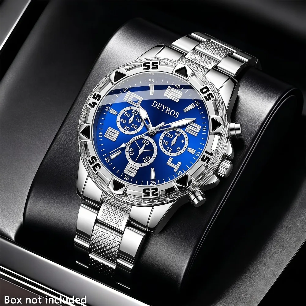Luxury Stainless Steel Men Watch, Casual Quartz Wristwatch Ideal Gift for Men