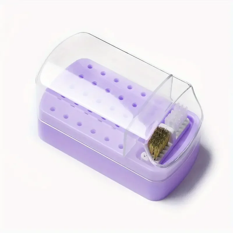 2 in 1 네일 드릴 비트 보관함 30구 클리닝 브러쉬 포함 매니큐어 살롱 그라인딩 헤드 홀더 디스플레이 네일 아트 액세서리