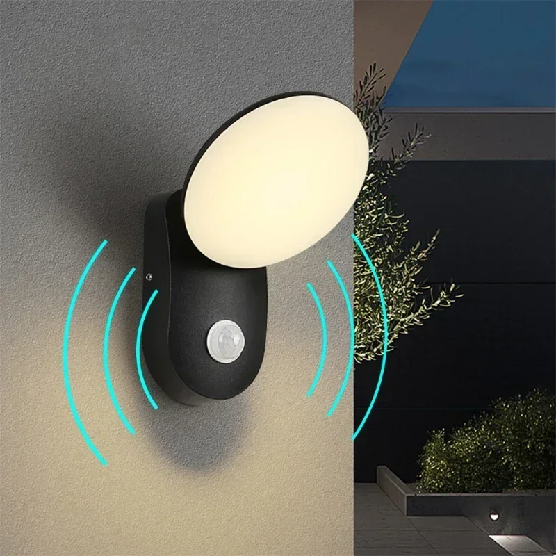 Wall Lamp Outdoor Garden Waterproof Illuminate Porch Light Home Courtyard Rotatable Lamps for Room Decor Sensor LED Lights