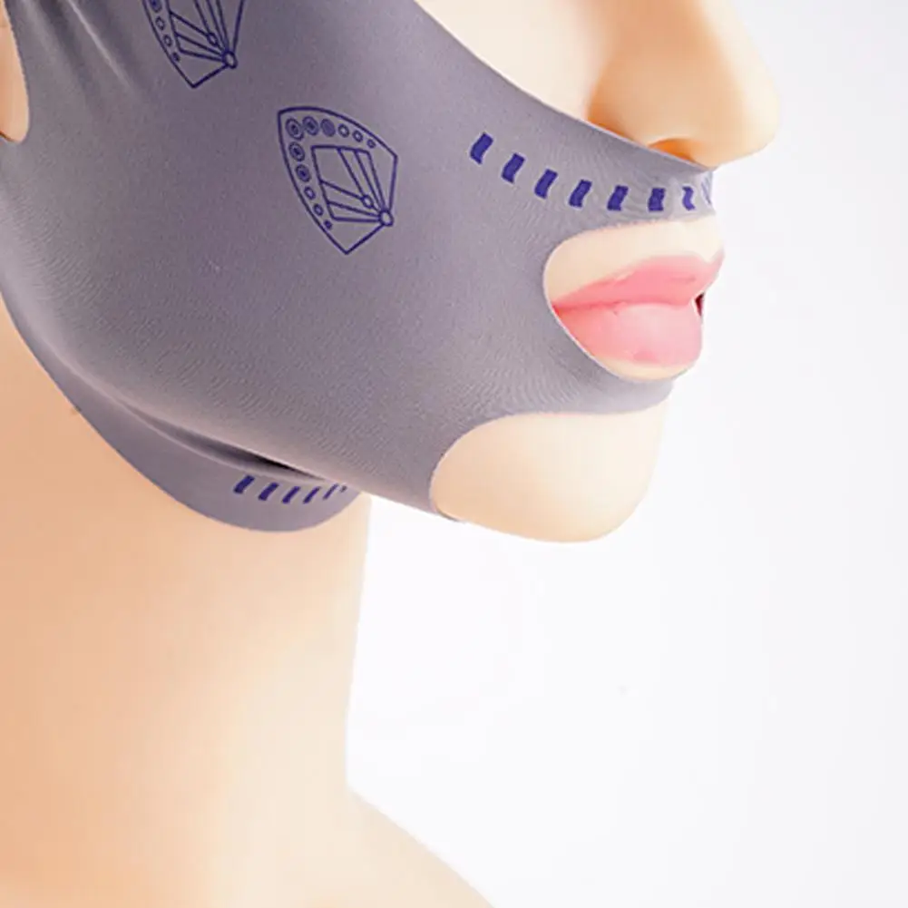 ﻿   Sangle faciale grise réutilisable, masque ligne en V, réducteur de Double menton, Patch mentonnière, ceinture en forme de V, masque facial en forme de V pour l'affaissement