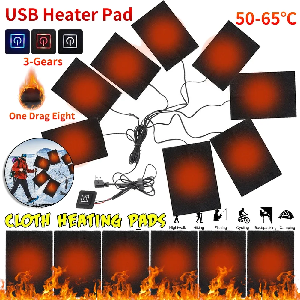 

Electric Cloth Heater 3 Levels USB Charged Clothing Heating Pad Vest Heater 50-65°C Temperature Adjustable Pad For Vest Jacket