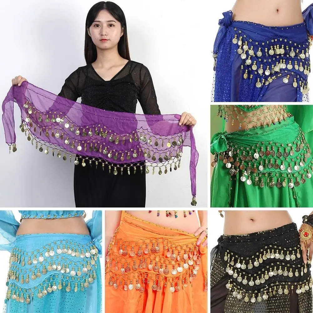 Women Sequins Tassels Waist Chain Hip Scarf Dancer Skirt Belly Dance Belt