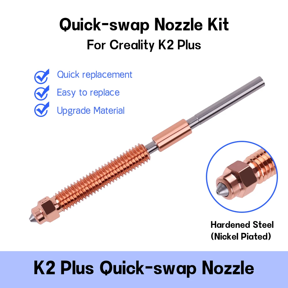 

For Creality K2 Plus Nozzle Quick Change Nozzle Kit Hardened Steel Full Metal Design For Creality K2 Plus 3D Printer Upgrade