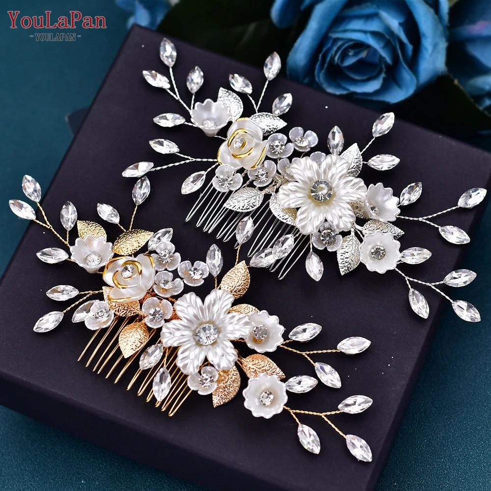 

TOPQUEEN Woman Tiara Bridal Hair Comb Headdress Wedding Hair Accessories Bride Head Jewelry Wedding Hair Clips Ornaments HP515