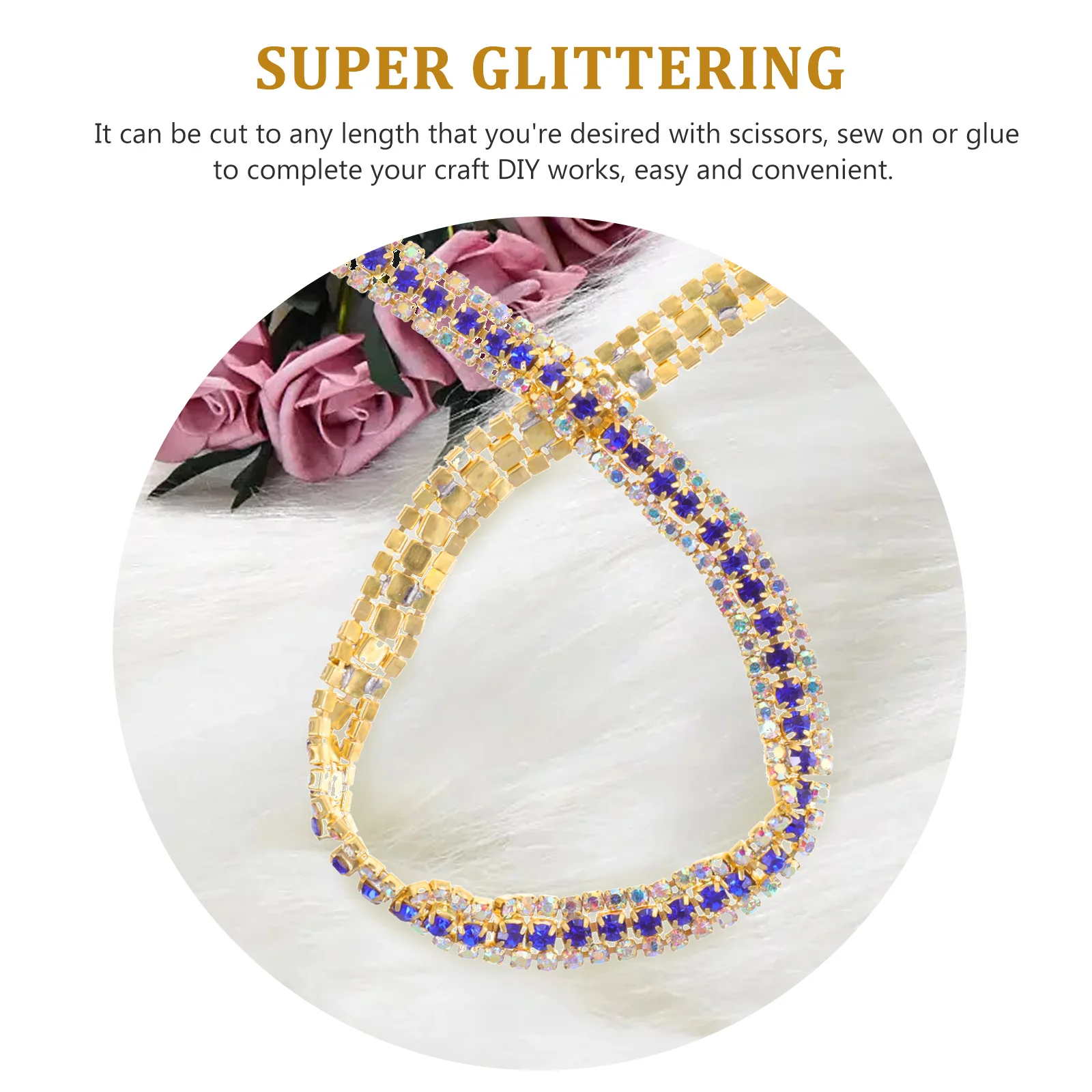 

3 Pcs The Chain Diamond Jewelry Accessories Rhinestone Trim Sewing Close Clothing Blue Decorative Baby