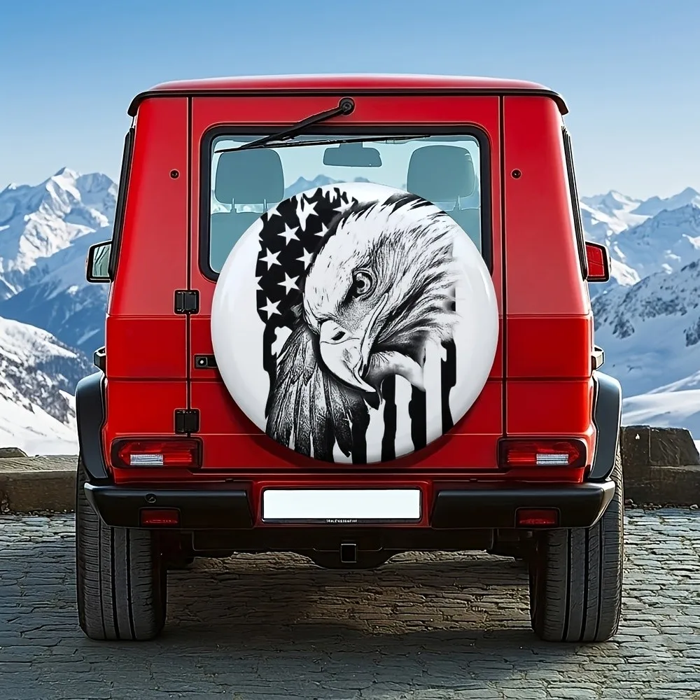 American Flag Eagle Spare Tire Cover For Off-Road SUV Truck Vintage Waterproof Protector