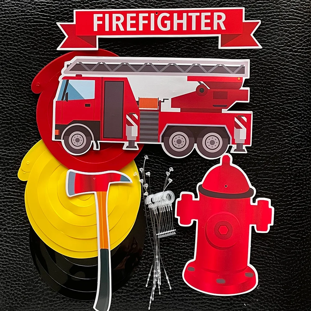 Fire Truck Swirl Banner for Fireman Sam Birthday Decorations Fire Engine Firetruck Hanging Swirls Ceiling Decor Supply