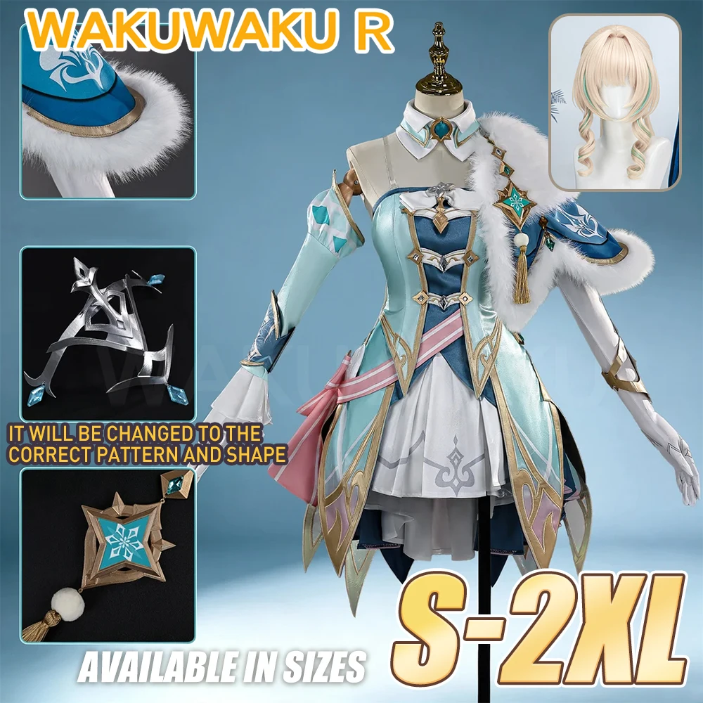 【Versandbereit】Vesna Cosplay-Kostüm, Spiel Genshin Impact, Größe S-2XL, WakuWaku-N, Damen-Halloween-Kostüm, Snezhnaya, Plus Size.