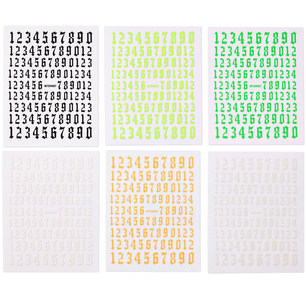 1 pz numeri arabi retrò adesivi per nail art numero da 0 a 9 dimensioni miste decalcomanie per manicure decorazioni per unghie autoadesive fai da te forniture