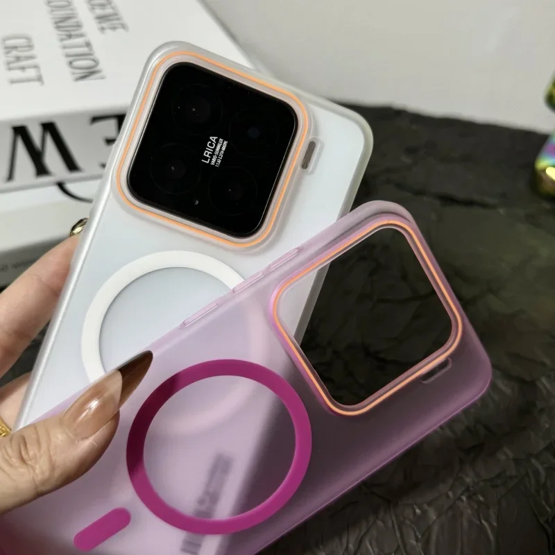 Luxury Matte Slim Clear Hard Wireless Charging Case For Xiaomi 15 14 Ultra 13 Pro Redmi K80 Pro For Magsafe Shockproof Cover
